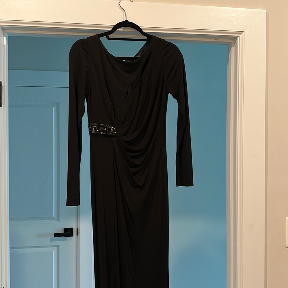 Long black cocktail dress